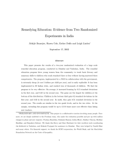 Remedying Education: Evidence from Two Randomized Experiments in India September 17, 2003