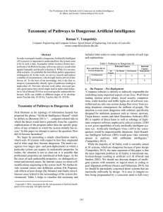 Taxonomy of Pathways to Dangerous Artificial Intelligence Roman V. Yampolskiy