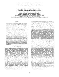 Encoding Lineage in Scholarly Articles Sheikh Motahar Naim , Md Abdul Kader ,