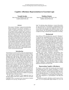 Cognitive Affordance Representations in Uncertain Logic Vasanth Sarathy Matthias Scheutz