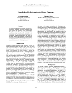 Using Defeasible Information to Obtain Coherence Giovanni Casini Thomas Meyer