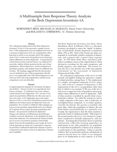 A Multisample Item Response Theory Analysis of the Beck Depression Inventory-1A