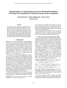 Implementation of a Transformation System for Relational Probabilistic