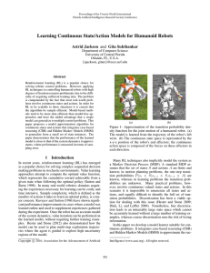 Learning Continuous State/Action Models for Humanoid Robots Department of Computer Science