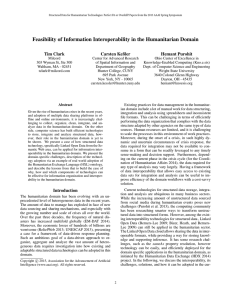 Feasibility of Information Interoperability in the Humanitarian Domain Tim Clark Carsten Keßler