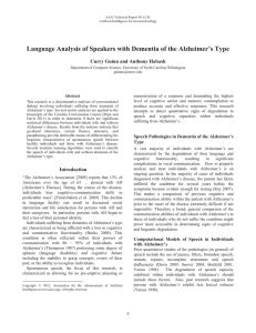 Language Analysis of Speakers with Dementia of the Alzheimer’s Type