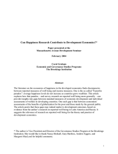 Can Happiness Research Contribute to Development Economics?*