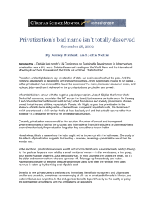 Privatization's bad name isn't totally deserved September 26, 2002