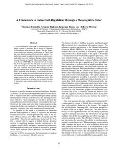 A Framework to Induce Self-Regulation Through a Metacognitive Tutor