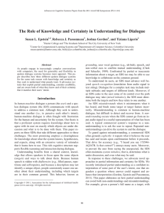 The Role of Knowledge and Certainty in Understanding for Dialogue