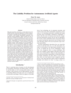 The Liability Problem for Autonomous Artificial Agents Peter M. Asaro