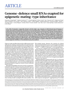 ARTICLE Genome-defence small RNAs exapted for epigenetic mating-type inheritance