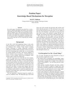 Position Paper: Knowledge-Based Mechanisms for Deception Scott E. Fahlman