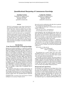Quantiﬁcational Sharpening of Commonsense Knowledge Jonathan Gordon Lenhart K. Schubert