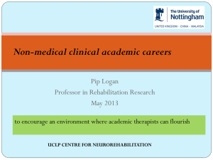 Non-medical clinical academic careers Pip Logan Professor in Rehabilitation Research May 2013