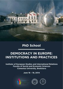 PhD School DEMOCRACY IN EUROPE: INSTITUTIONS AND PRACTICES