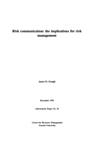 Risk communication:  the implications  for  risk management December 1991