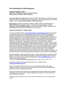 PhD studentship in DNA biophysics  Imperial College London