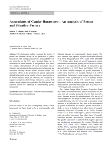 Antecedents of Gender Harassment: An Analysis of Person and Situation Factors