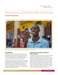 FINANCIAL SERVICES FOR THE POOR STRATEGY OVERVIEW