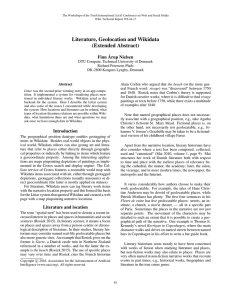 Literature, Geolocation and Wikidata (Extended Abstract) Finn ˚ Arup Nielsen