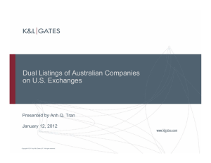 Dual Listings of Australian Companies on U.S. Exchanges January 12, 2012