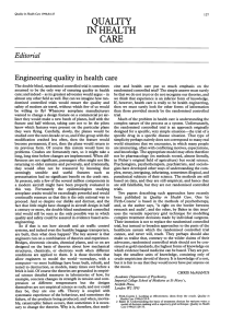 Engineering Editorial quality in health QUALITY