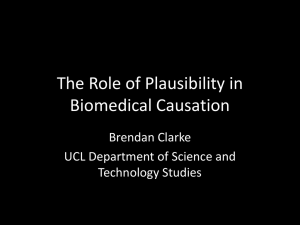 The Role of Plausibility in Biomedical Causation Brendan Clarke
