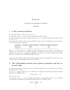 Exam #1 1 A few warmup questions Economics 435: Quantitative Methods