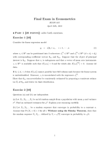 Final Exam in Econometrics • Exercise 1 [10]