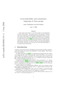 Local indicability and commutator subgroups of Artin groups June 7, 2006