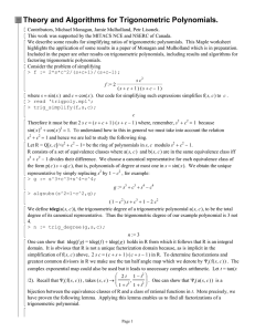 Theory and Algorithms for Trigonometric Polynomials .