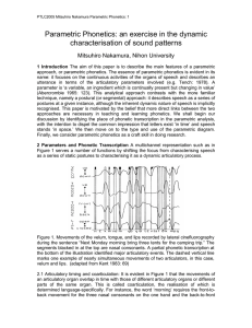 Parametric Phonetics: an exercise in the dynamic characterisation of sound patterns