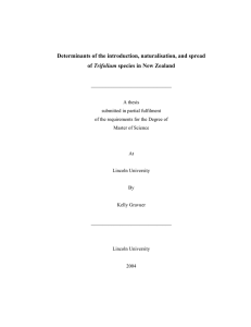 Determinants of the introduction, naturalisation, and spread Trifolium ____________________________
