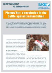 Plumpy’Nut: a revolution in the battle against malnutrition From research to develoPmeNt