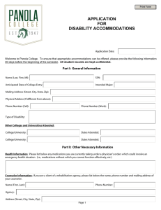 APPLICATION FOR DISABILITY ACCOMMODATIONS