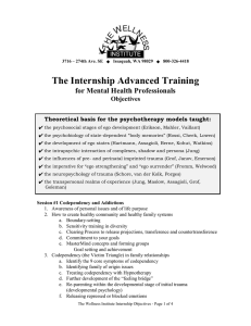 The Internship Advanced Training for Mental Health Professionals  Objectives