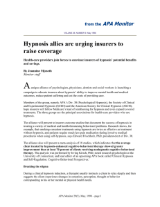 Hypnosis allies are urging insurers to raise coverage