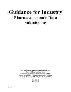 Guidance for Industry Pharmacogenomic Data Submissions