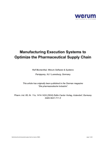 Manufacturing Execution Systems to Optimize the Pharmaceutical Supply Chain