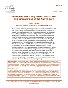 Growth in the Foreign-Born Workforce and Employment of the Native Born Report