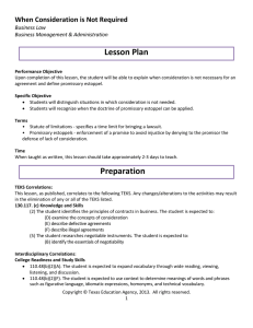 Lesson Plan When Consideration is Not Required   Lesson Plan  Business Law 
