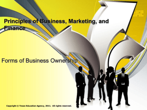 Principles of Business, Marketing, and Finance Forms of Business Ownership