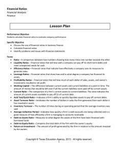 Lesson Plan Financial Ratios  Financial Analysis  Finance 