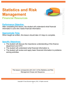 Statistics and Risk Management Financial Resources