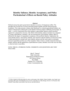 Identity Salience, Identity Acceptance, and Policy