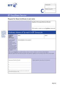 C BT EasyShare Service Request for Share Certificate in own name