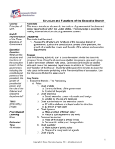 Structure and Functions of the Executive Branch