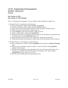 CS 215 ­ Fundamentals of Programming II  Fall 2013 ­ Homework 7 20 points Out: October 16, 2013