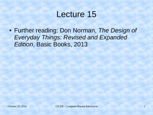 Lecture 15 The Design of Everyday Things: Revised and Expanded Edition